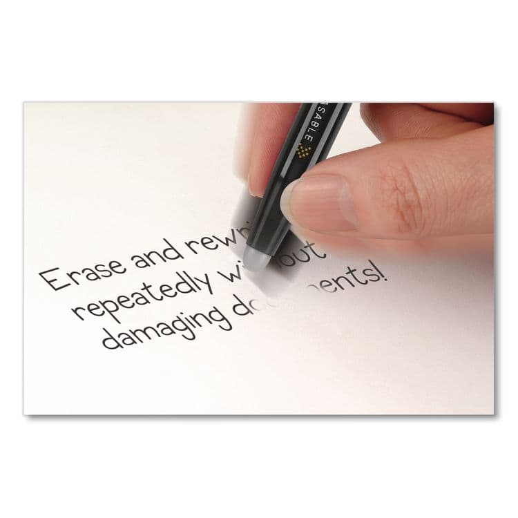 PILOT CORP. OF AMERICA FriXion Ball Erasable Gel Pen, Stick, Fine 0.7 mm, Black Ink, Black Barrel, 3/Pack (PIL31556) thumbnail 4