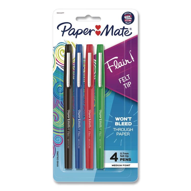 SANFORD Flair Felt Tip Porous Point Pen, Stick, Medium 0.7 mm, Assorted Ink and Barrel Colors, 4/Set (PAP8404452PP)