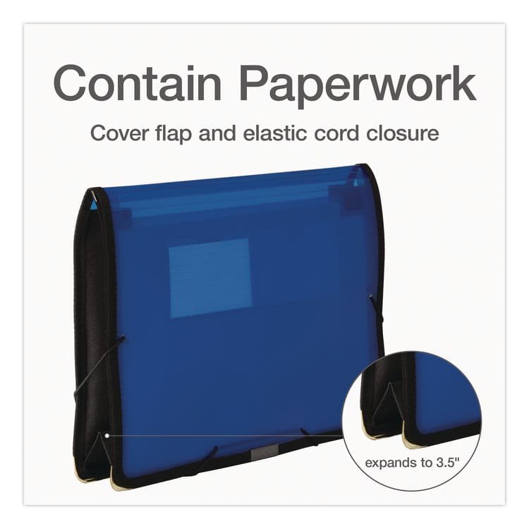 TOPS BUSINESS FORMS UltraColor Expanding Wallet with Elastic Closure, 3.5" Expansion, 1 Section, Letter Size, Blue (PFX84041BL) thumbnail 3