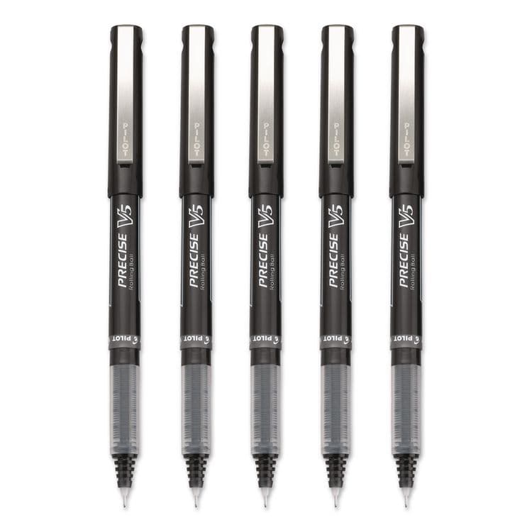 PILOT CORP. OF AMERICA Precise V5 Rollerball Pen, Stick, Extra-Fine 0.5 mm, Black Ink, Black/Clear Barrel, 5/Pack (PIL26010) thumbnail 2