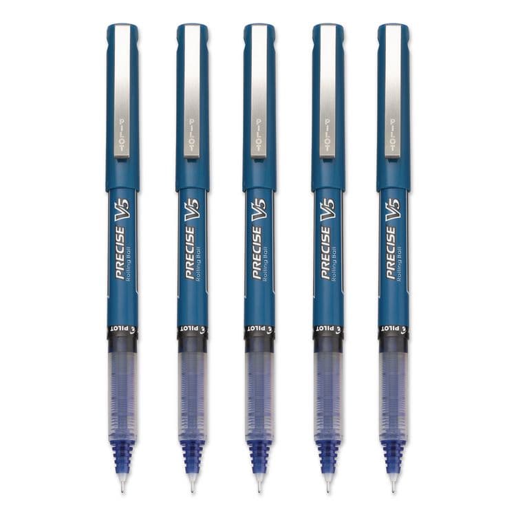PILOT CORP. OF AMERICA Precise V5 Rollerball Pen, Stick, Extra-Fine 0.5 mm, Blue Ink, Blue/Clear Barrel, 5/Pack (PIL26011) thumbnail 2
