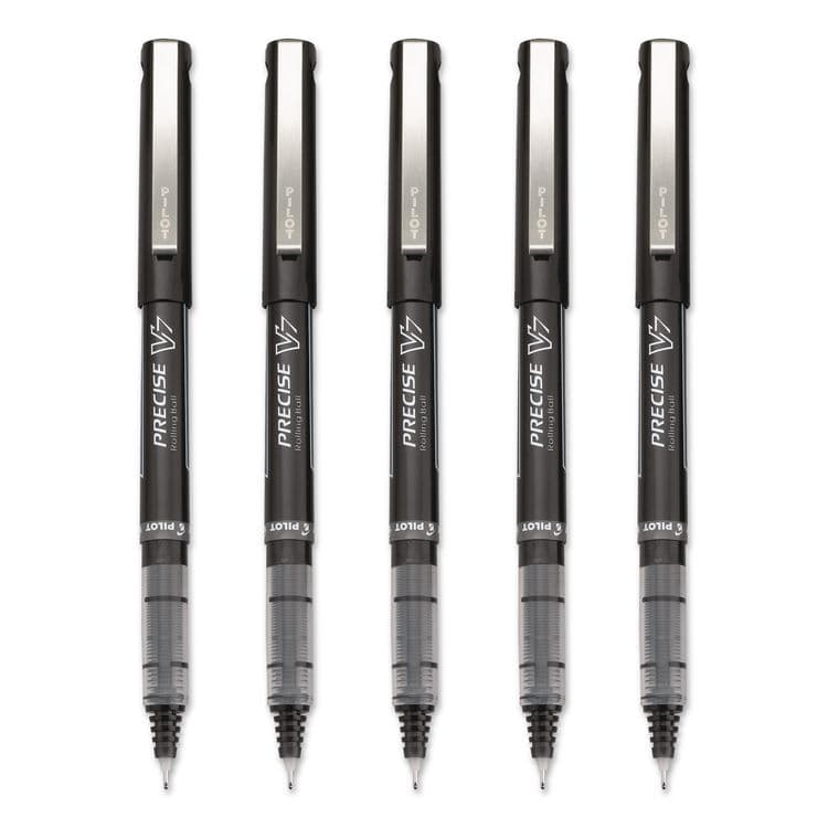 PILOT CORP. OF AMERICA Precise V7 RollerBall Pen, Stick, Fine 0.7 mm, Black Ink, Black/Clear Barrel, 5/Pack (PIL26020) thumbnail 2