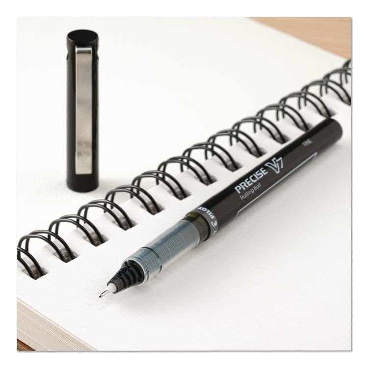 PILOT CORP. OF AMERICA Precise V7 RollerBall Pen, Stick, Fine 0.7 mm, Black Ink, Black/Clear Barrel, 5/Pack (PIL26020) thumbnail 4