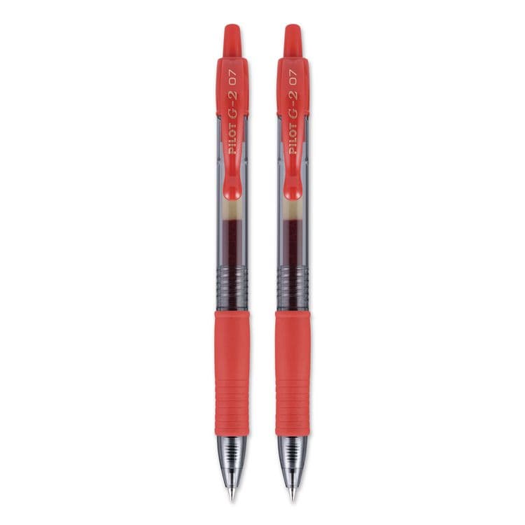 PILOT CORP. OF AMERICA G2 Premium Gel Pen, Retractable, Fine 0.7 mm, Red Ink, Smoke/Red Barrel, 2/Pack (PIL31033) thumbnail 2