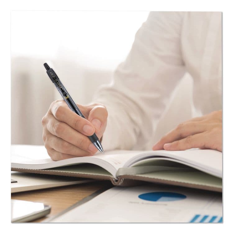 PILOT CORP. OF AMERICA G2 Premium Gel Pen, Retractable, Fine 0.7 mm, Black Ink, Smoke/Black Barrel, 4/Pack (PIL31057) thumbnail 4