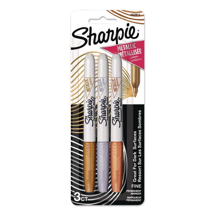 SANFORD Fine Tip Permanent Markers, Fine Tip, Assorted Metallic Colors, 3/Pack (SAN1823815)