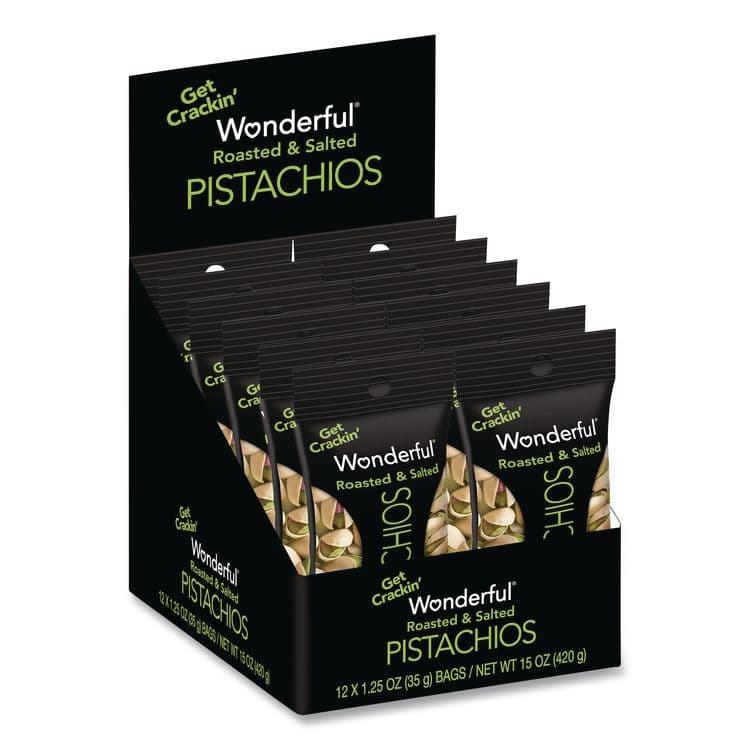 PARAMOUNT FARMS . Wonderful Pistachios In Shell Roasted and Salted, 1.5 oz Bag, 12 Bags/Box (PAM70217)