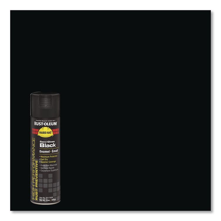 RUST-OLEUM CORPORATION Hard Hat High Performance V2100 System Rust Preventive Enamel Spray Paint, Semi-Gloss Black, 15 oz Aerosol Can, 6/Carton (RSTV2177838CT) thumbnail 3