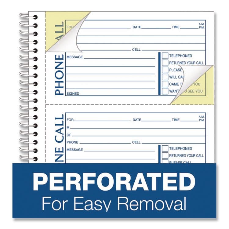 CARDINAL BRANDS . Wirebound Telephone Message Book, Two-Part Carbonless, 4.75 x 2.5, 4 Forms/Sheet, 400 Forms Total, 2/Pack (ABFSC11542D) thumbnail 4