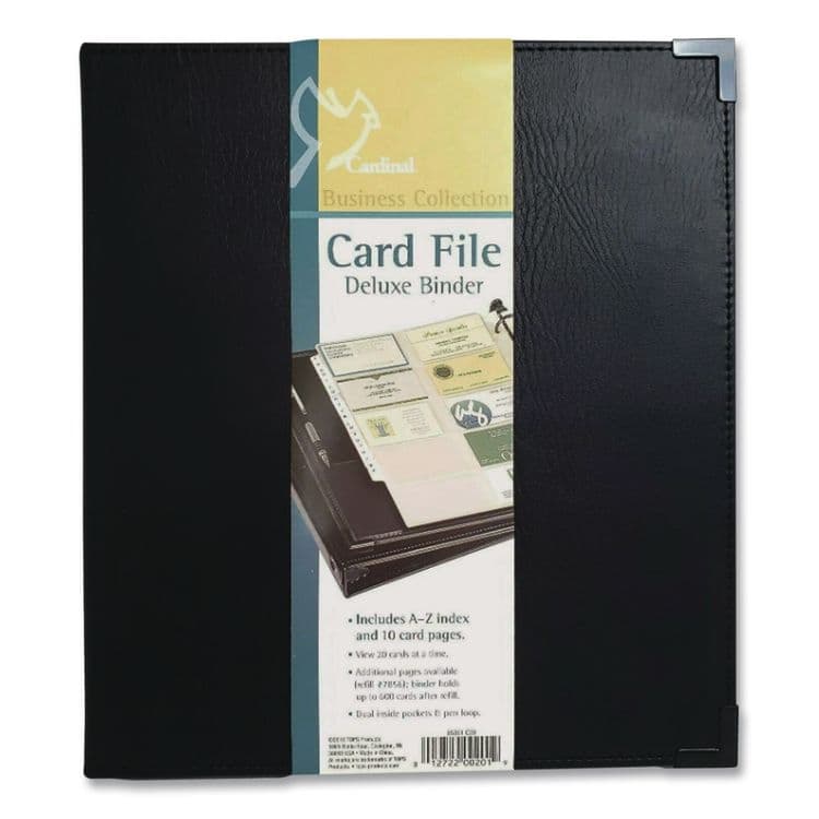 CARDINAL BRANDS . Business Collection Business Card Binder, Holds 200 2" x 3.5" Cards, 10.4 x 1.75 x 11.5, Vinyl, Black (CRD65361C20)
