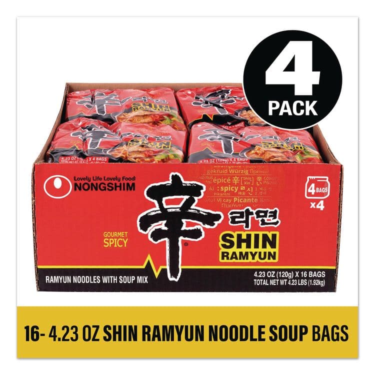 NONGSHIM CO, LTD Gourmet Spicy Ramyun Noodle Soup, Spicy Chicken, 4.23 oz Packet, 16/Carton (GRR22002654) thumbnail 2