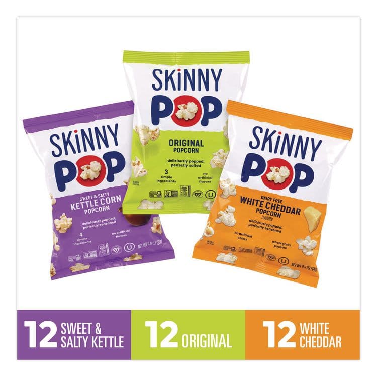 SKINNYPOP POPCORN Popcorn Variety Snack Pack, 0.5 oz Bag, 36 Bags/Carton (GRR22001049) thumbnail 3