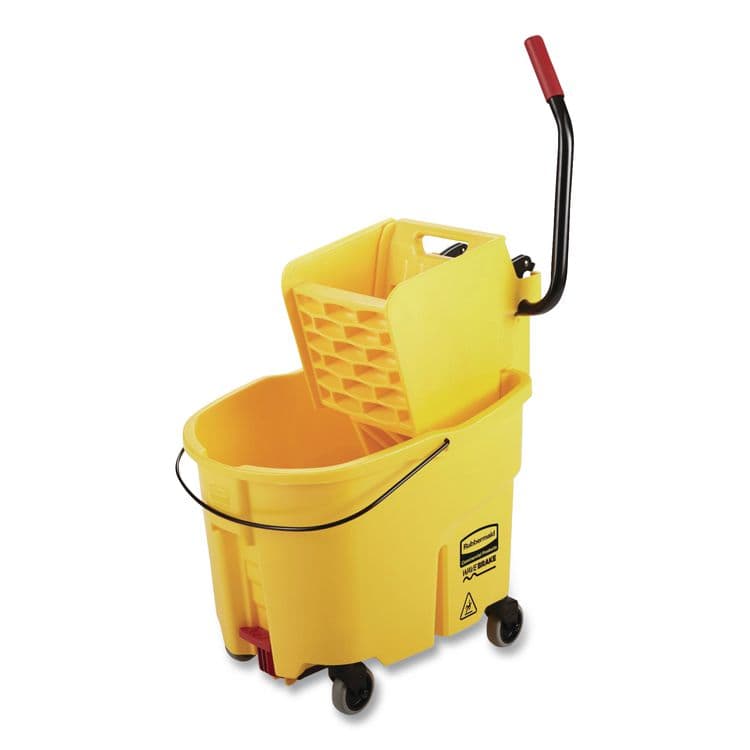 RUBBERMAID COMMERCIAL PROD. WaveBrake 2.0 Bucket/Wringer Combos, Side-Press with Drain, 8.75 gal, Yellow (RCP2031764)