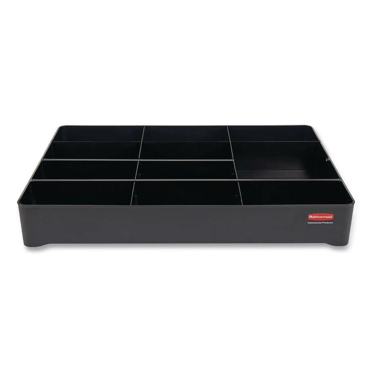 RUBBERMAID COMMERCIAL PROD. Amenity Organizer for all Rubbermaid Commercial Full Size and Compact Housekeeping Carts, 11 Sections, 18.75 x 3.62, Black (RCP2124078)