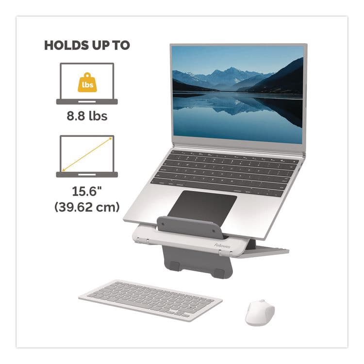 FELLOWES MFG. CO. Breyta Laptop Stand, 9.25" x 10.55" x 0.55" - 8", White, Supports Up to 8.8 lbs (FEL100098501) thumbnail 3