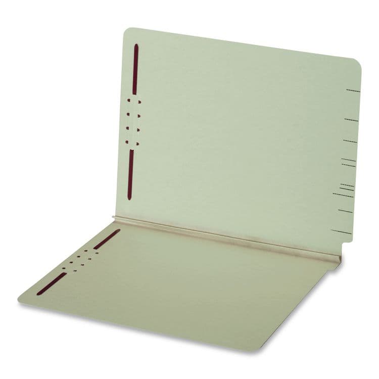 TOPS BUSINESS FORMS Colored Pressboard End Tab Fastener Folders, Straight Tab, Expands 3", 2 Fasteners, Letter Size, Light Green, 25/Box (PFX44725)
