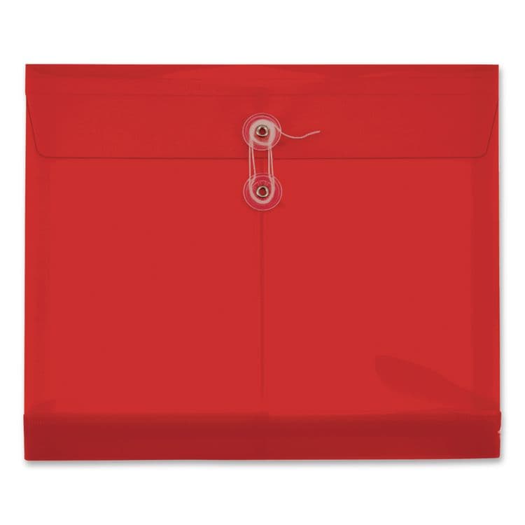 TOPS BUSINESS FORMS Premium Plastic Document File, 1.25" Expansion, 1 Section, String and Button Closure, Letter Size, Red, 5/Pack (PFX84527GW)