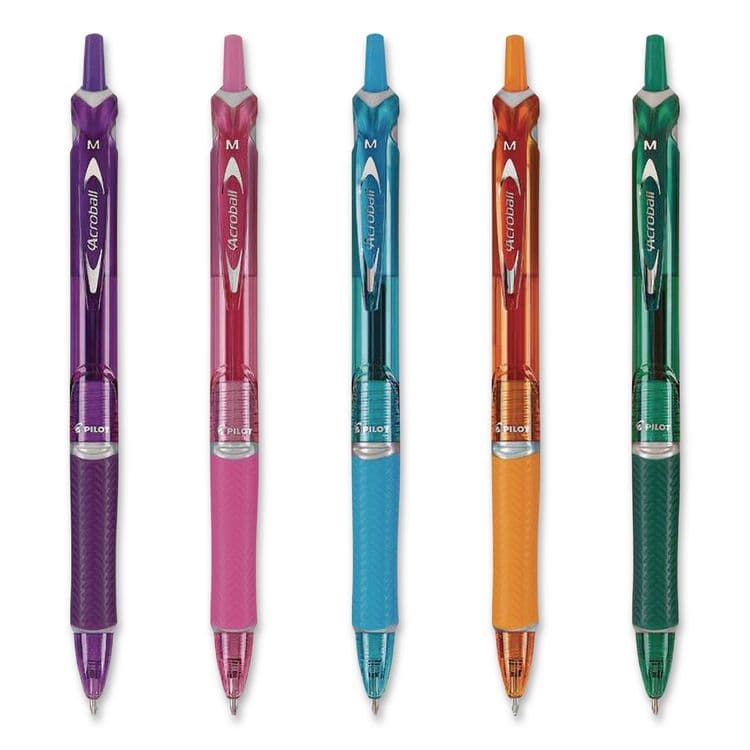 PILOT CORP. OF AMERICA Acroball Colors Advanced Ink Hybrid Gel Pen, Retractable, Medium 1 mm, Assorted Ink/Barrel Colors, 5/Pack (PIL31808) thumbnail 2