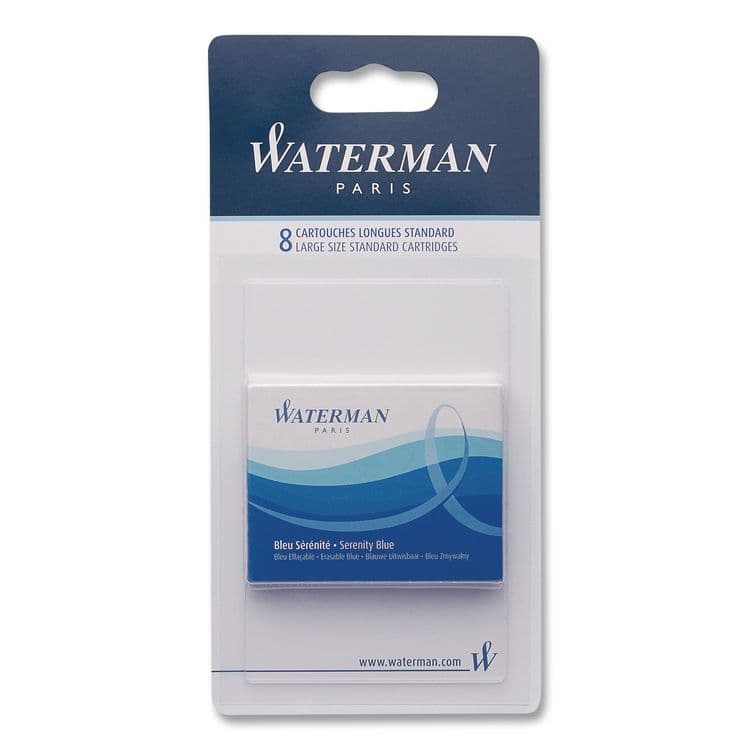 SANFORD Refill Cartridge for Waterman Fountain Pens, Serenity Blue Ink, 8/Pack (WAT52022W)