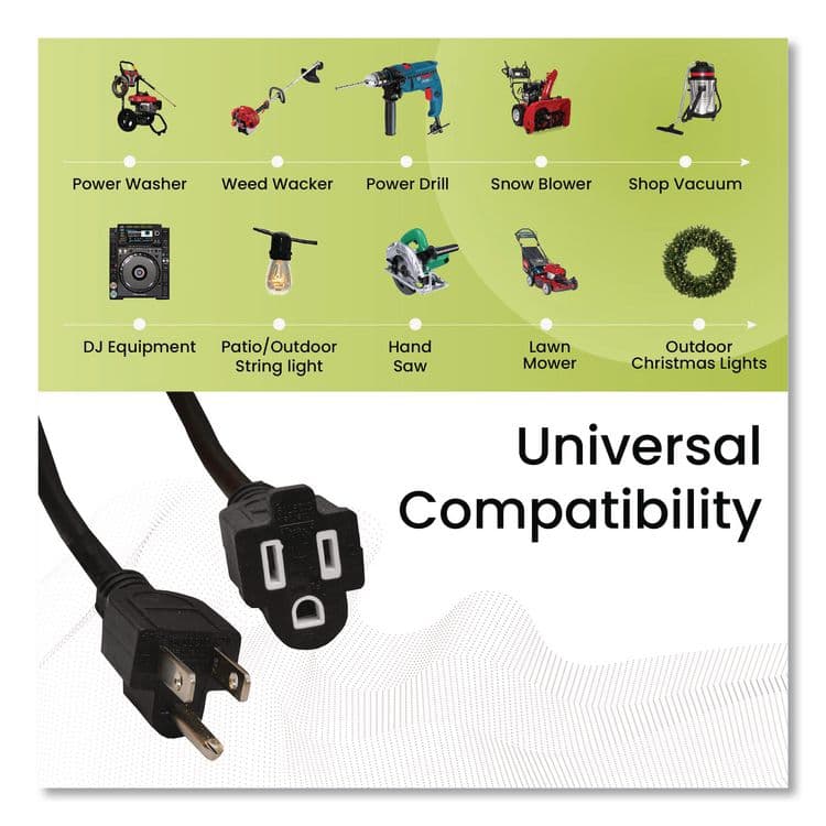 GOGREEN POWER 16 AWG Outdoor Extension Cord, 8 ft, 13 A, Black (GGPGG13708BK) thumbnail 3