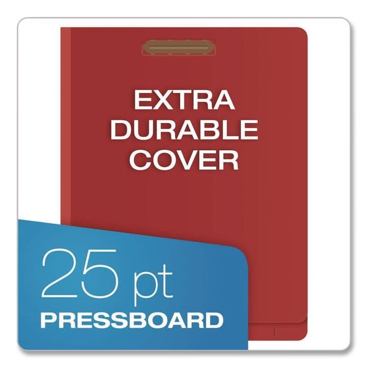 TOPS BUSINESS FORMS Pressboard End Tab Classification Folders, Straight Tab, Expands 3.5", 3 Dividers, 8 Fasteners, Letter Size, Red, 50/Box (PFX23865GW) thumbnail 3