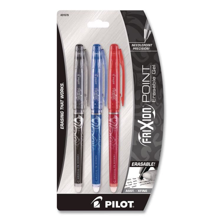 PILOT CORP. OF AMERICA FriXion Point Erasable Gel Pen, Stick, Extra-Fine 0.5 mm, Assorted Ink and Barrel Colors, 3/Pack (PIL31579)