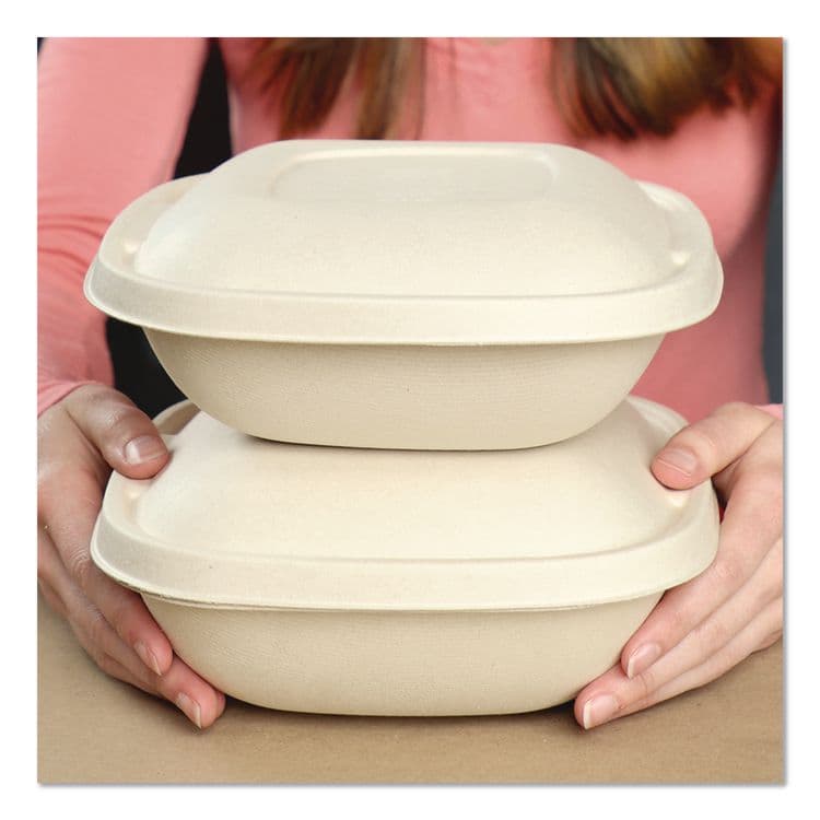 WORLD CENTRIC Fiber Bowls, 32 oz, 8.3 x 8.3 x 1.8, Natural, Paper, 400/Carton (WORBQSC32LFS) thumbnail 3