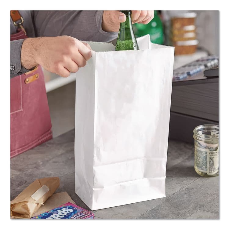 ROSS & WALLACE PAPER PRODUCTS, . Grocery Paper Bags, 20# Size, 40# Basis Weight, 8.25" x 5.25" x 16.13", White, 500/Bundle (BAGGW20500) thumbnail 4