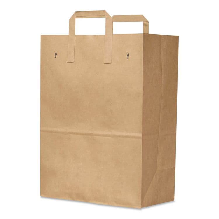 ROSS & WALLACE PAPER PRODUCTS, . Grocery Paper Bags, 1/6 BBL Size, 70# Basis Weight, Flat Handles, 12" x 7" x 16.25", Kraft, 300/Bundle (BAGSK1670EZ300) thumbnail 3