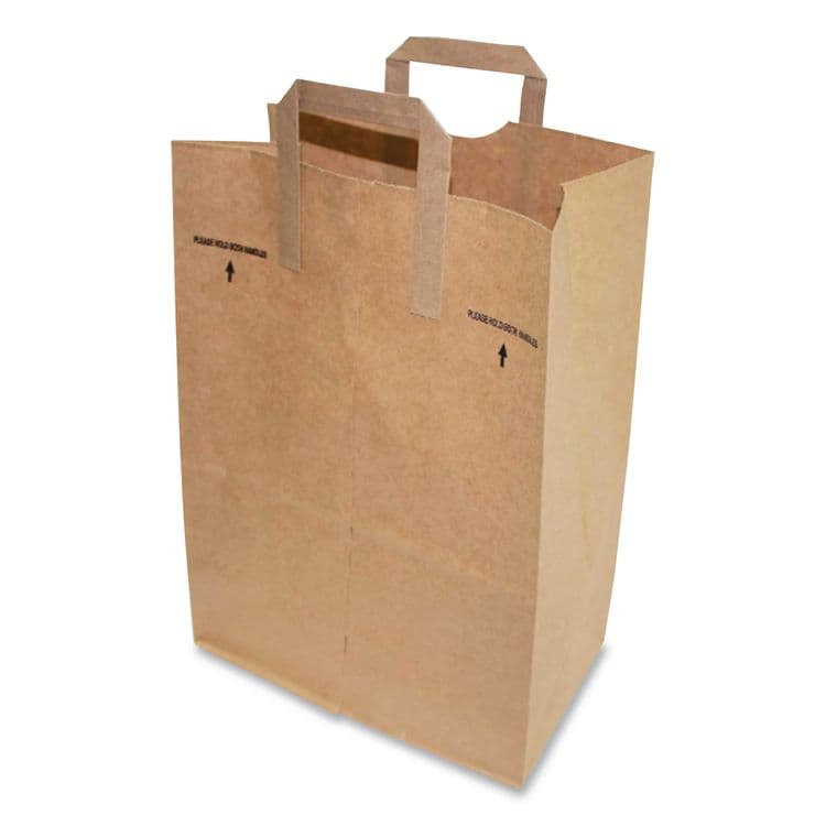 ROSS & WALLACE PAPER PRODUCTS, . Grocery Paper Bags, 1/6 BBL Size, 70# Basis Weight, Flat Handles, 12" x 7" x 16.25", Kraft, 300/Bundle (BAGSK1670EZ300) thumbnail 4