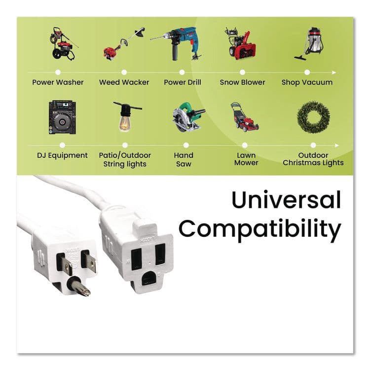 GOGREEN POWER 16 AWG Outdoor Extension Cord, 18 ft, 13 A, White (GGPGG13718WH) thumbnail 4