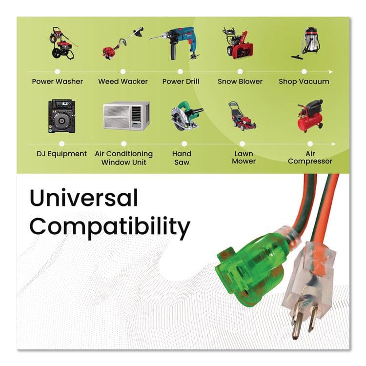 GOGREEN POWER 14 AWG Lighted End Heavy-Duty Extension Cord, 100 ft, 13 A, Orange/Black (GGPGG13800) thumbnail 2