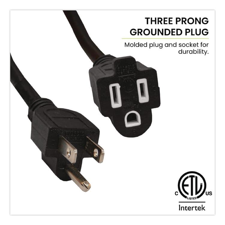 GOGREEN POWER 14 AWG Heavy-Duty Extension Cord, 100 ft, 13 A, Black (GGPGG13800BK) thumbnail 3