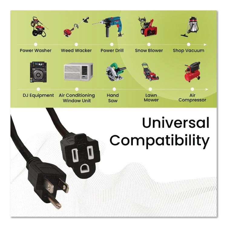 GOGREEN POWER 14 AWG Heavy-Duty Extension Cord, 100 ft, 13 A, Black (GGPGG13800BK) thumbnail 4