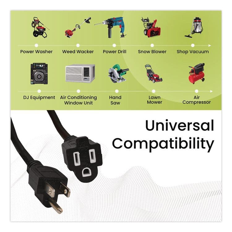 GOGREEN POWER 14 AWG Lighted End Heavy-Duty Extension Cord, 50 ft, 15 A, Black (GGPGG13850BK) thumbnail 3