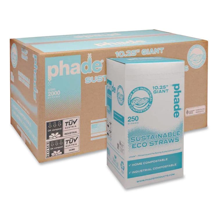 WINCUP CORPORATION Marine Biodegradable Straws, 10.25", PHA, Ocean Blue, Wrapped, 250/Box, 8 Boxes/Carton (CAR511168)