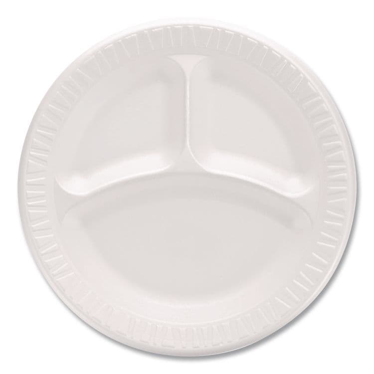 DART Mediumweight Foam Plates, 3-Compartment Plate, 9" dia, White, 125/Pack (DCC9CPWQRPK) thumbnail 3