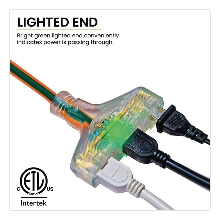 GOGREEN POWER 14 AWG 3-Outlet Heavy-Duty Extension Cord, 50 ft, 15 A, Orange (GGPGG15150) thumbnail 3