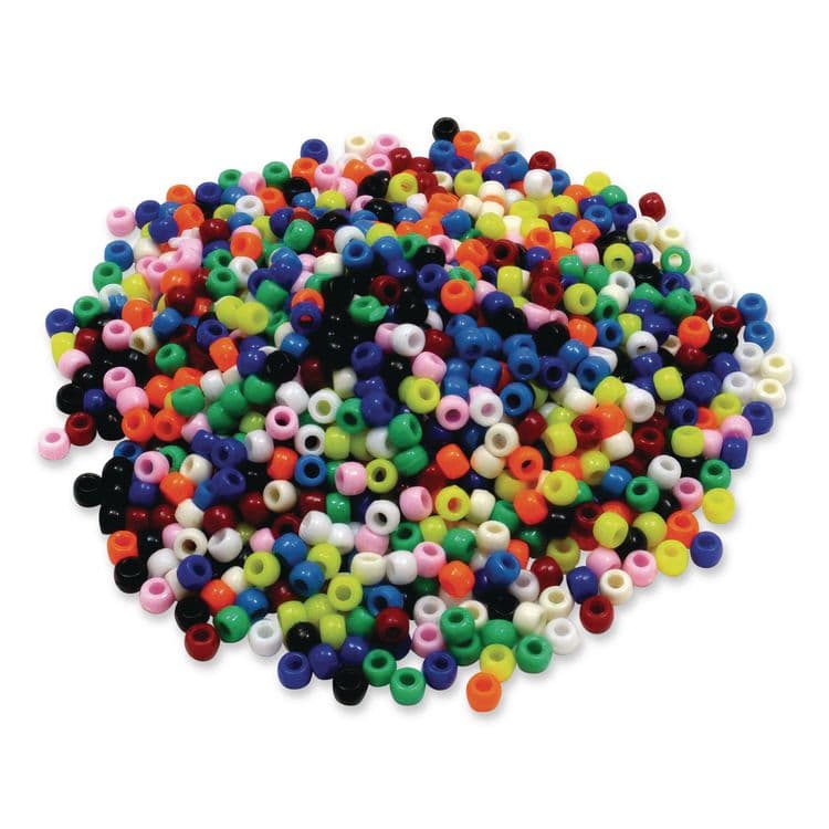 PACON CORPORATION Pony Beads, Plastic, 0.24" x 0.35", Assorted Bright Hues, 1,000/Pack (CKCPAC3552R) thumbnail 2