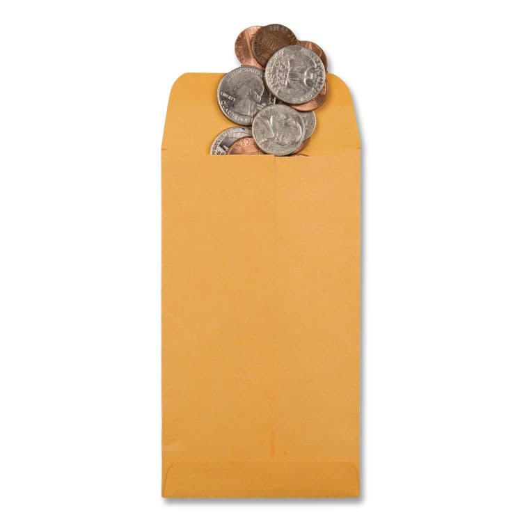 QUALITY PARK PRODUCTS Kraft Coin and Small Parts Envelope, 28 lb Bond Weight Kraft, #5 1/2, Square Flap, Gummed Closure, 3.13 x 5.5, Brown, 500/Box (QUA50562) thumbnail 4