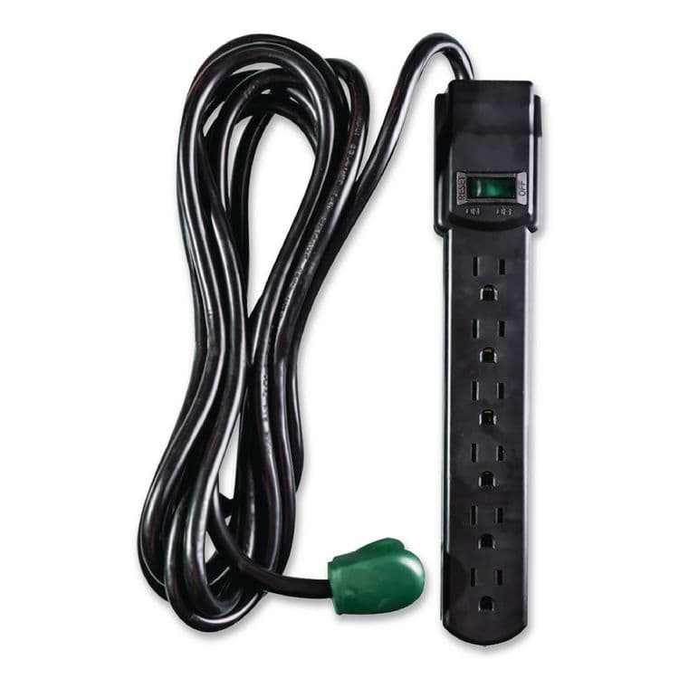 GOGREEN POWER 6 Outlet Surge Protector, 12 ft Cord, 250 J, Black (GGPGG16103M12BK)
