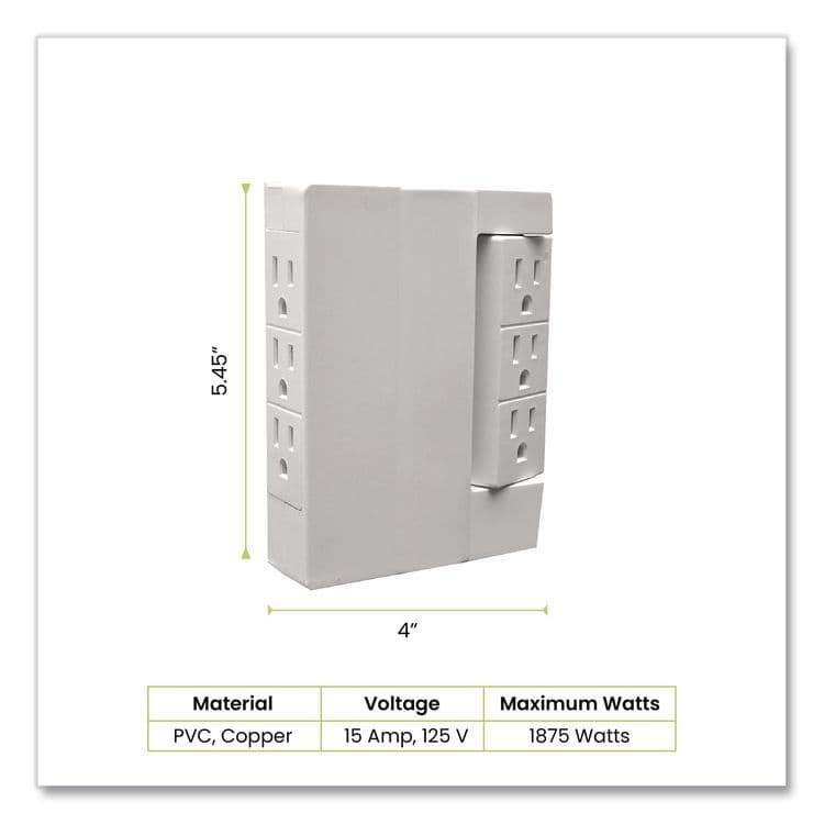 GOGREEN POWER 6 Outlet Swivel Wall Tap, White (GGPGG16000TSW) thumbnail 2