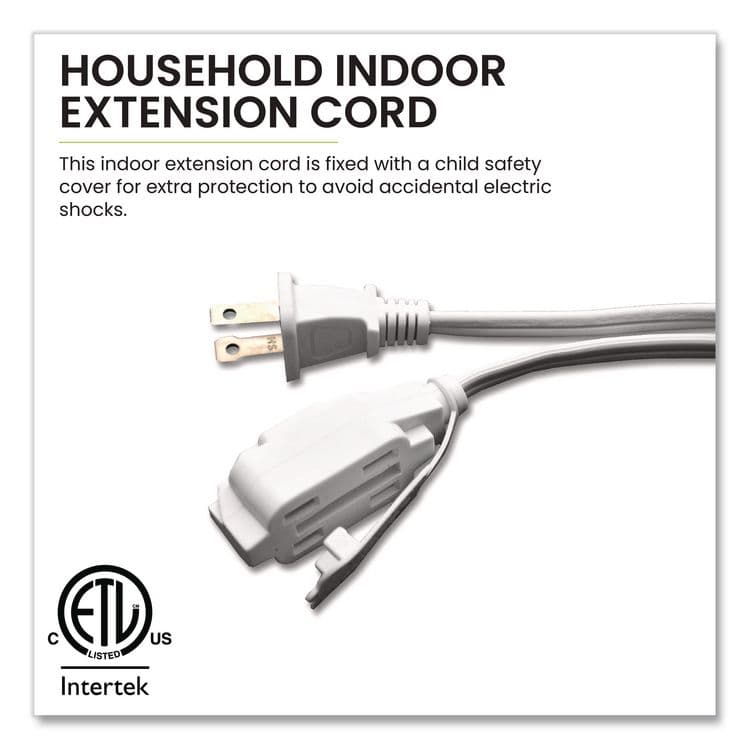 GOGREEN POWER Household Extension Cord, 12 ft, 13 A, White, 3/Pack (GGPGG247123) thumbnail 3