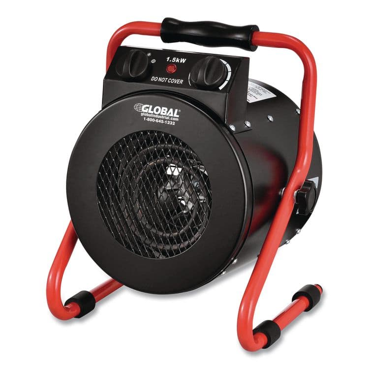 GLOBAL INDUSTRIAL Portable Electric Space Heater, 1,500 W, 11.25 x 14.75 x 17.5, Black (GBE653579)