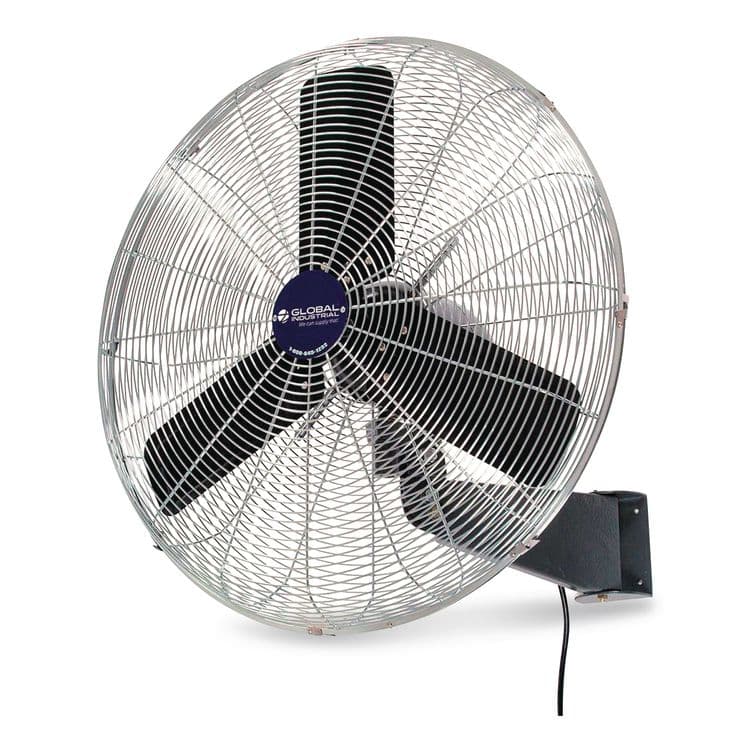 GLOBAL INDUSTRIAL Oscillating Wall Mount Fan, 24", 3 Speeds, Black (GBE607050)