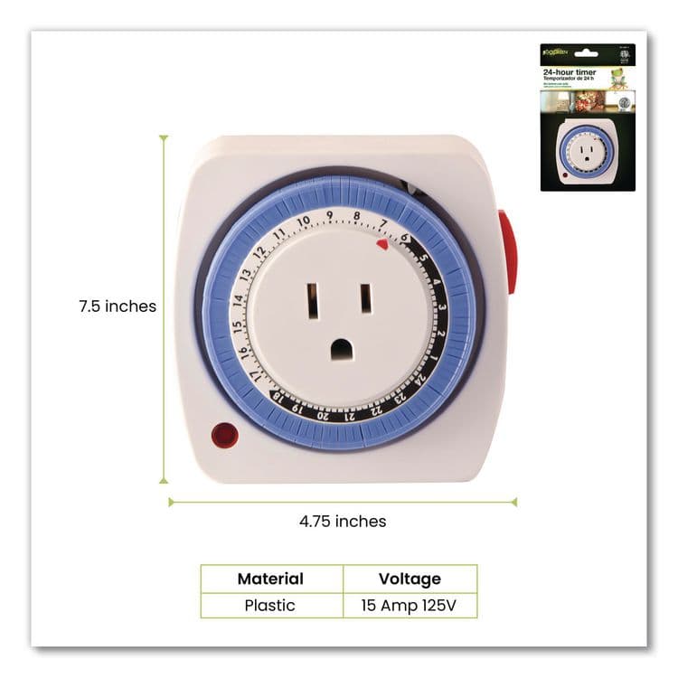 GOGREEN POWER AC Indoor Timer, Analog, 4 x 3, White (GGPGG36011) thumbnail 2