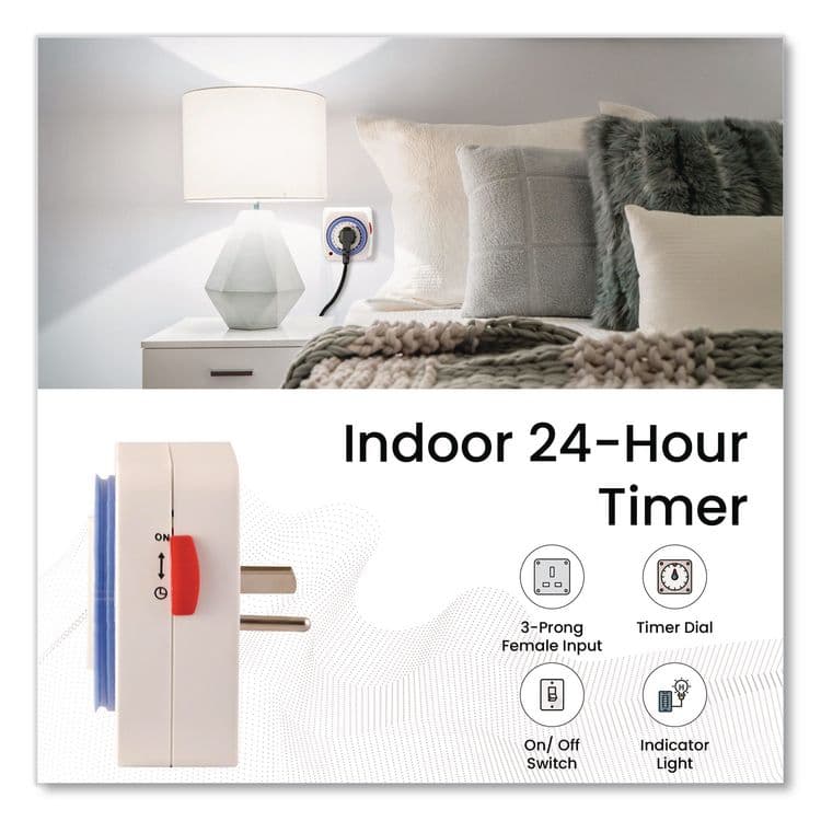 GOGREEN POWER AC Indoor Timer, Analog, 4 x 3, White (GGPGG36011) thumbnail 4