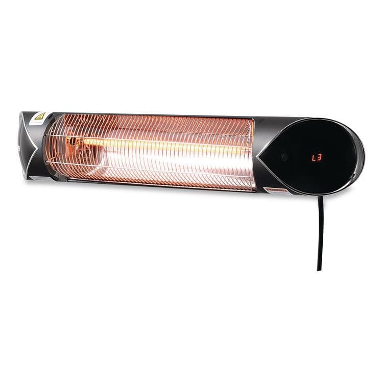 GLOBAL INDUSTRIAL Infrared Patio Heater with Remote Control, 1,500 W, 35.38 x 5.13 x 3.5, Black (GBE246718)