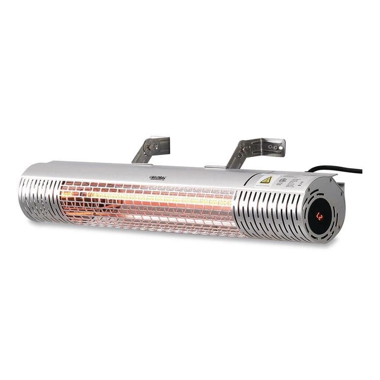 GLOBAL INDUSTRIAL Infrared Patio Heater with Remote Control, 1,500 W. 30.75 x 5 x 5.38, Silver (GBE246720)
