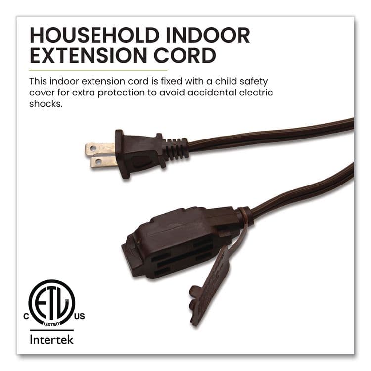 GOGREEN POWER Household Extension Cord, 20 ft, 13 A, Brown, 3/Pack (GGPGG248203) thumbnail 3